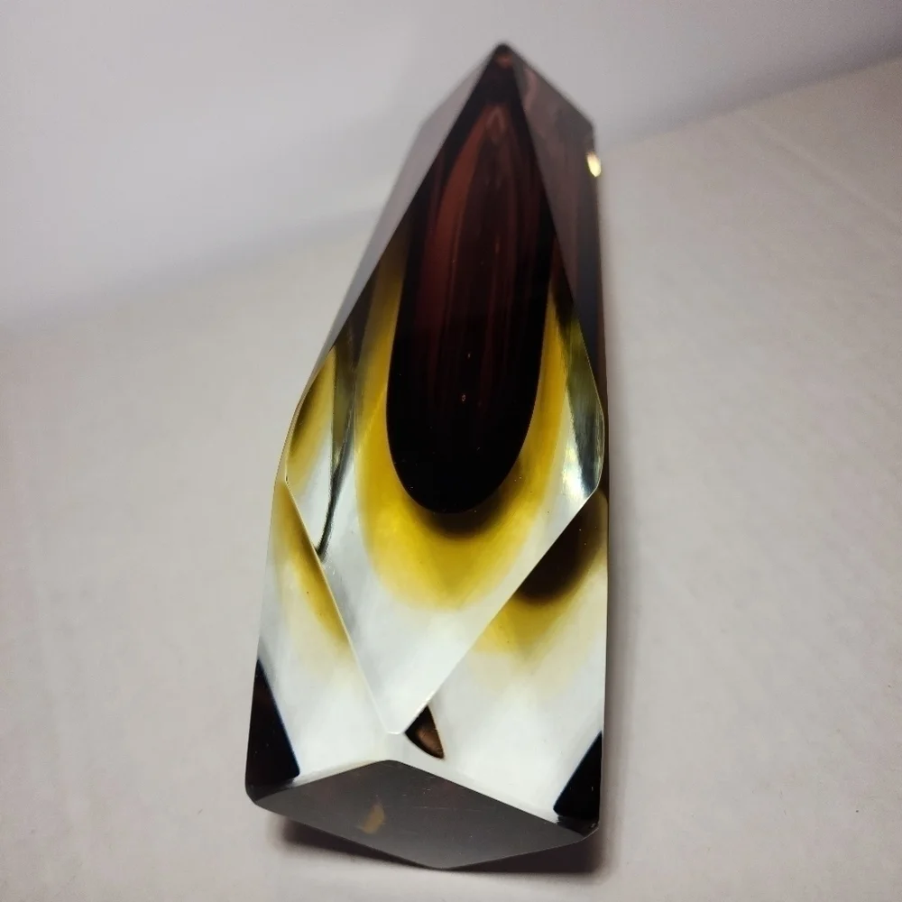 Murano Mandruzzato Sommerso Vase Multi Faceted 8